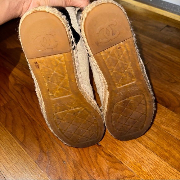 CHANEL 15C Crackle High Top Espadrilles Light Beige Black Size 40 - Picture 7 of 15